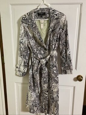 Helene Berman Black & White Snake-Print Trench
